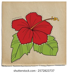 illustration of desi (Indian) art style hibiscus flower.
