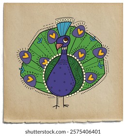 illustration of desi (indian) art style peacock.
