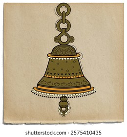 illustration of desi (indian) style temple bell (ghanta).
