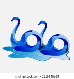 Illustration design 2020 form two beautiful and colorful swans.