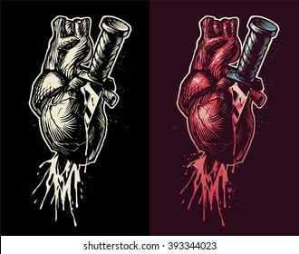 Illustration  for design. "A knife in the heart"