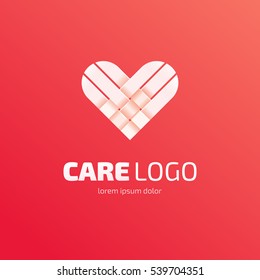 Illustration design of abstract heart logotype flat simple colorful. Logo design care vector template