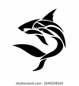 illustration design abstract tribal art tattoo shark, suitable for logo design and ornaments, elements