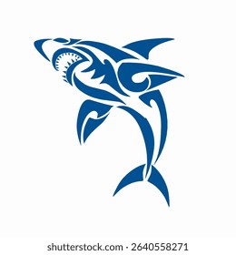 illustration design abstract tribal art tattoo shark, suitable for logo design and ornaments, elements