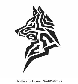 illustration design abstract tribal art wolf head. suitable for logo design, tattoo, elements