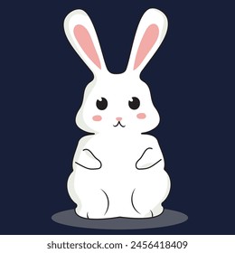 illustration design art for cute rabbit with dark background 