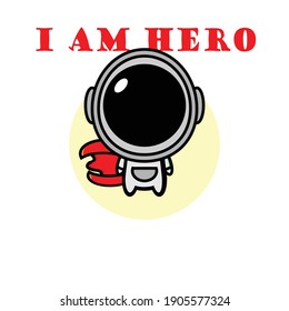 Illustration design of an astronaut character being a hero