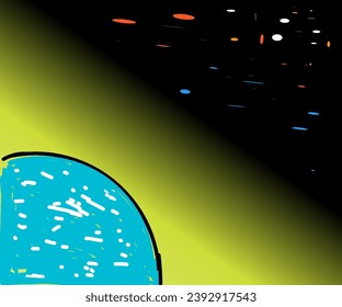 Illustration design of the atmosphere above the earth and space sky with star rays