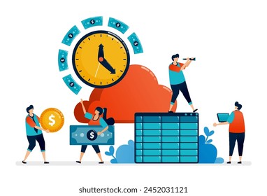 illustration design of automatic payroll system. banking paycheck accounting system