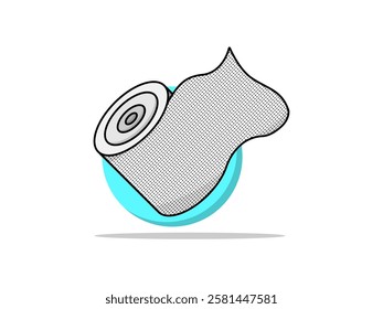 Illustration design of bandage roll icon, part of first aid kit, medical necessity for external wound covering, realistic flat icon vector black striped with white background and round shape