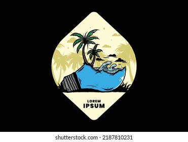 Illustration design of a Beach landscape on bulb lamp