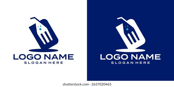 Illustration design of a beer glass and the negative space of a fork. Vector icon for beverage and fast food restaurants.