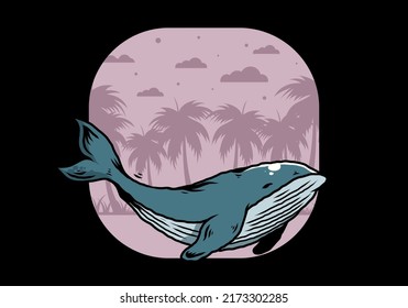 Illustration design of The big whale of ocean