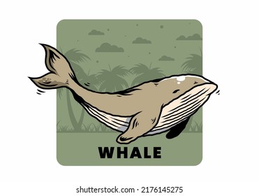 Illustration design of The big whale of ocean