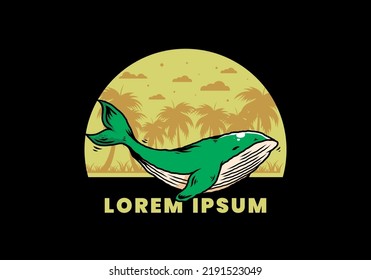 Illustration design of The big whale of ocean
