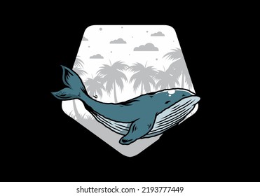 Illustration design of The big whale of ocean