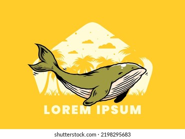 Illustration design of The big whale of ocean