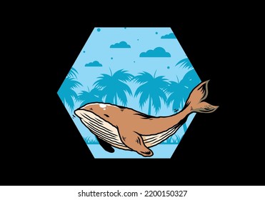 Illustration design of The big whale of ocean