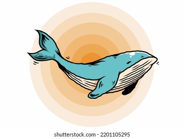 Illustration design of The big whale of ocean