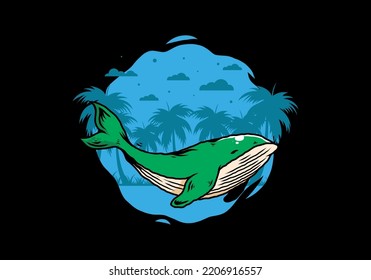 Illustration design of The big whale of ocean