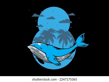 Illustration design of The big whale of ocean