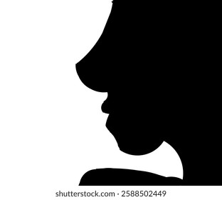 Illustration design of black face silhouette on white background side view