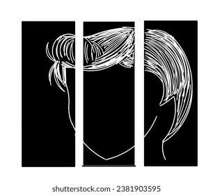 Illustration design of black and white faceless face picture wall decoration