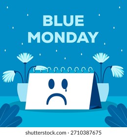 illustration design for blue monday in flat style with calendar
