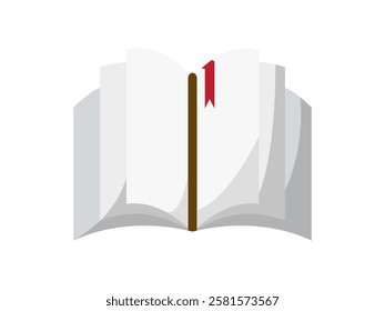 Illustration design of a book icon with bookmark, book for learning symbol or library  note book, open book for reading, realistic icon vector isolated on white background