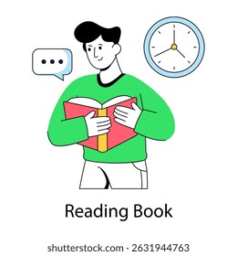 Un diseño de ilustración de lectura de libros