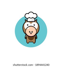 Illustration design of boy dressed as owl being chef