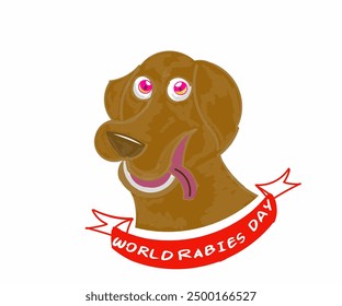 Illustration design of a brown dog commemorating WORLD RABIES DAY.