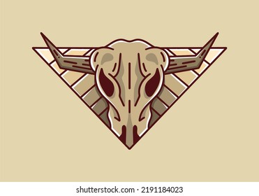 Illustration design of a Bull head on the triangle shape