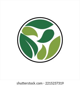 Illustration design of a bunch of leaves in a circle.