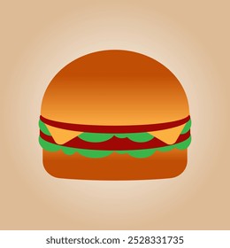 Illustration design of a burger filled with lettuce, meat and cheese, looks tempting to the tongue and fills the stomach.