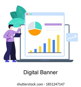 Ein Illustrationsdesign für Geschäftsanalyse, bearbeitbare Vektorgrafik