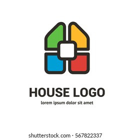 Illustration design of business logotype abstract building simple sign. Logo design abstract house vector template