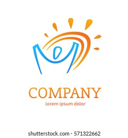 Illustration design of business logotype abstract teamwork simple sign. Human character Logo design vector template. man figure logo. Happy People logo.