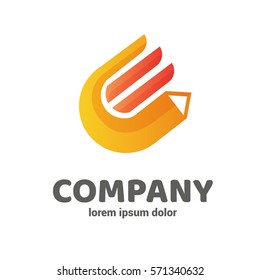 Illustration design of business logotype abstract art simple sign. Designer Logo abstract pencil vector template