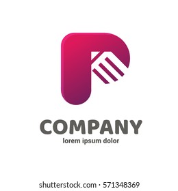 Illustration design of business logotype abstract art letter p simple sign. Designer Logo abstract pencil vector template