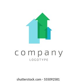 Illustration design of business logotype progress arrow flat simple sign. Logo abstract design arrow vector template