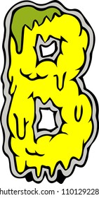 illustration design by soft and melt shapes .  vector letter create B uppercase only. free hand style.