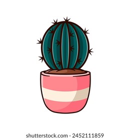 illustration design of a cactus plant in a pot