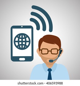 Illustration design of call center, editable vector