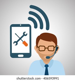 Illustration design of call center, editable vector
