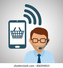 Illustration design of call center, editable vector