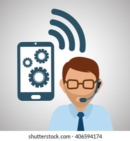 Illustration design of call center, editable vector