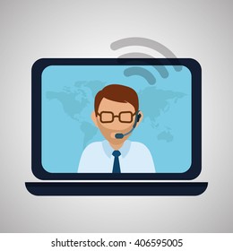 Illustration design of call center, editable vector