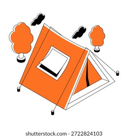 Una ilustración de diseño de ilustración de campamento, alojamiento al aire libre