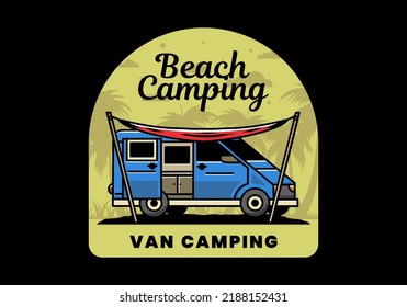 Illustration design of a camper van and flysheet